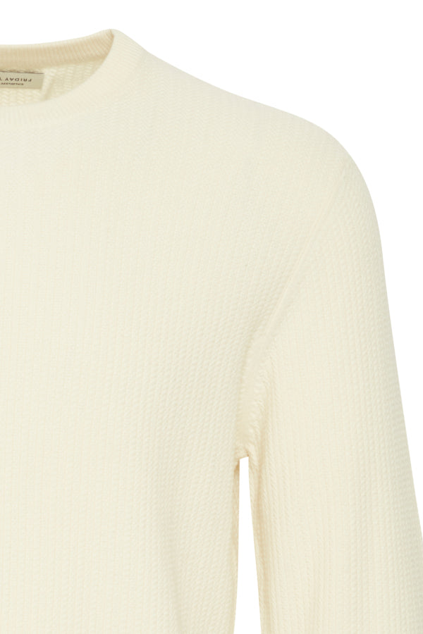 Karl structured crew neck knit  White Asparagus