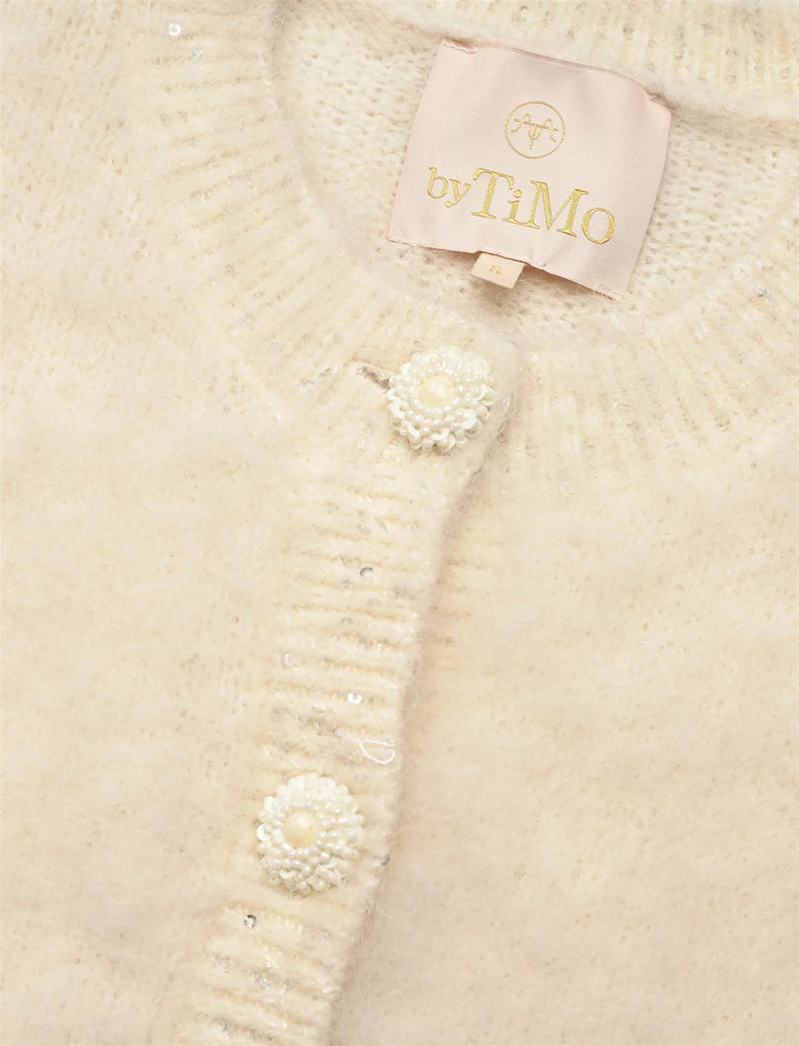 Hairy Knit Puffed Jacket  Off White