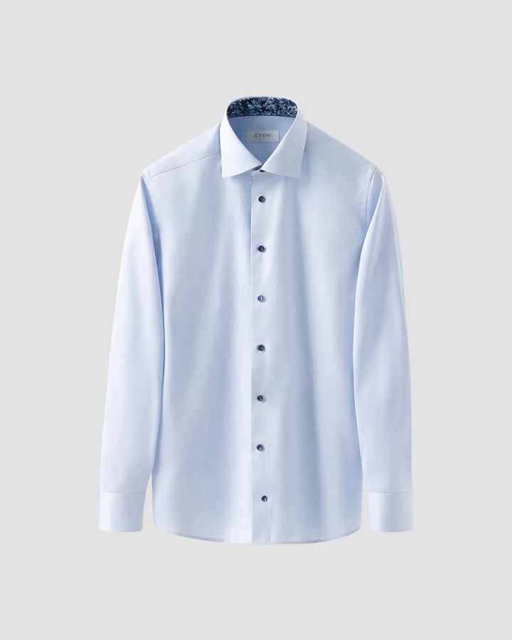 Floral Effect Signature Twill Shirt  Light Blue