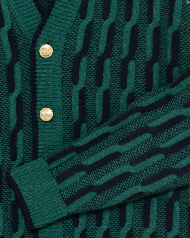 Le Cardigan Torsades Bicolore  Dark Green