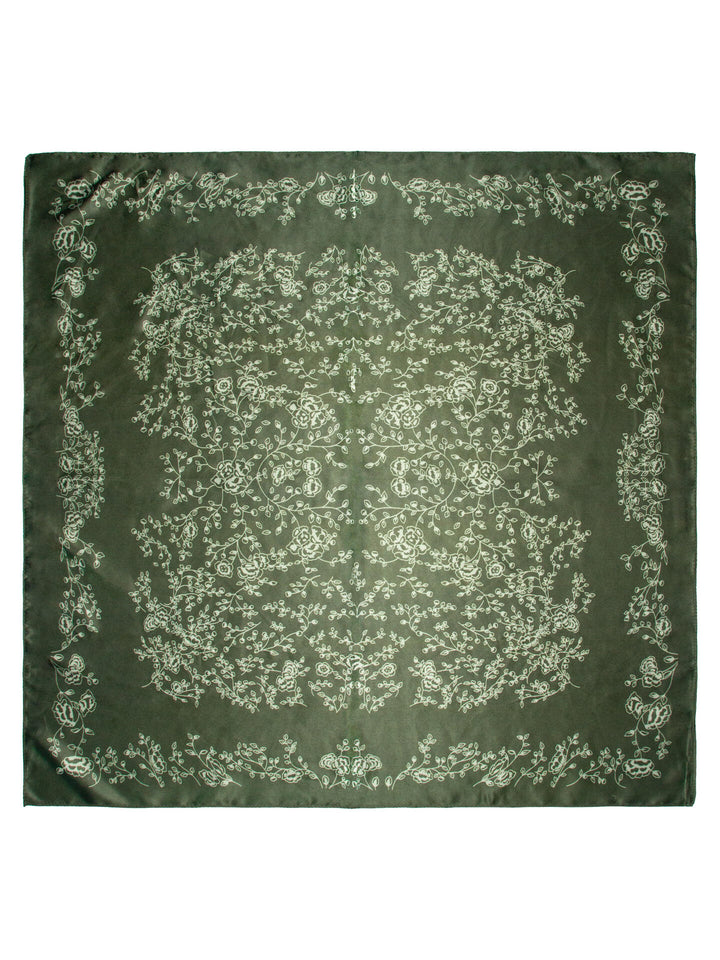 Skjerf m/grener 70x70  Grønn