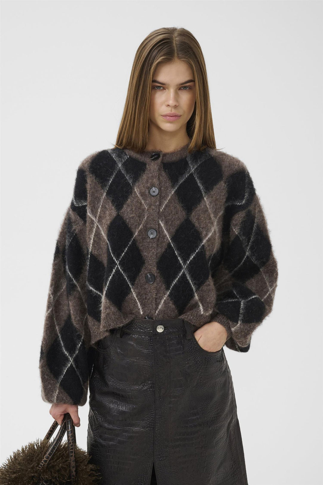 Sida Multi Cardigan  Black/Chestnut/Ivory