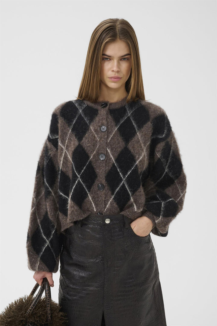 Sida Multi Cardigan  Black/Chestnut/Ivory