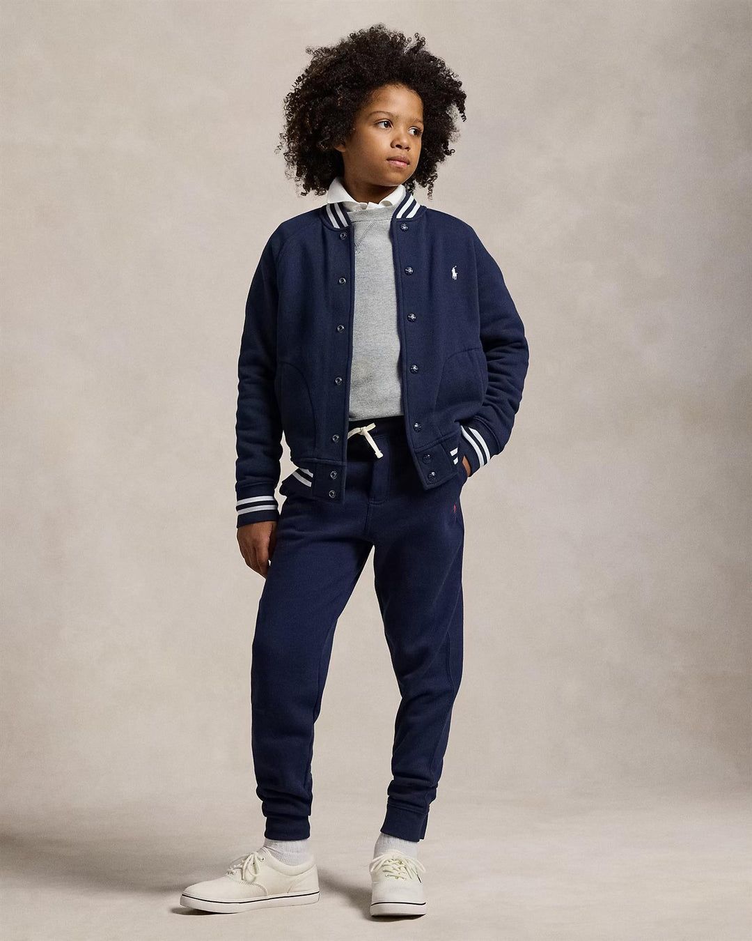 Fleece Baseball Jacket  Navy/Wht P