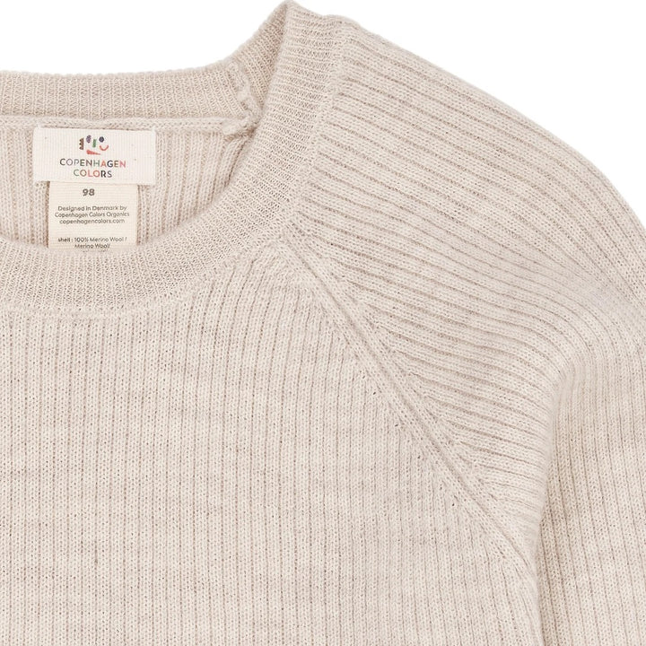 MERINO CLASSIC RIB BLOUSE  Pale Cream Melange