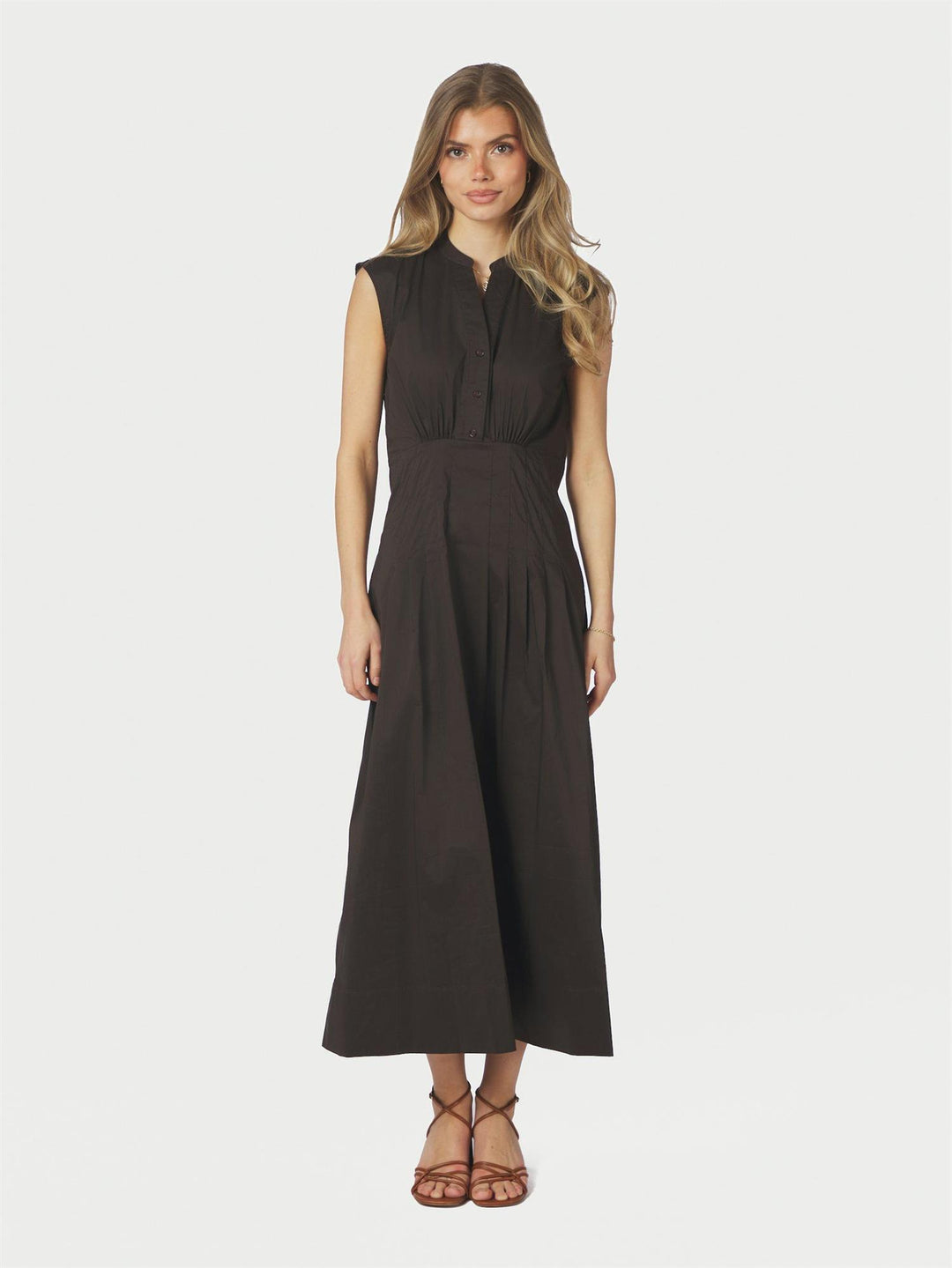 Irena Poplin Dress  Chocolate Brown