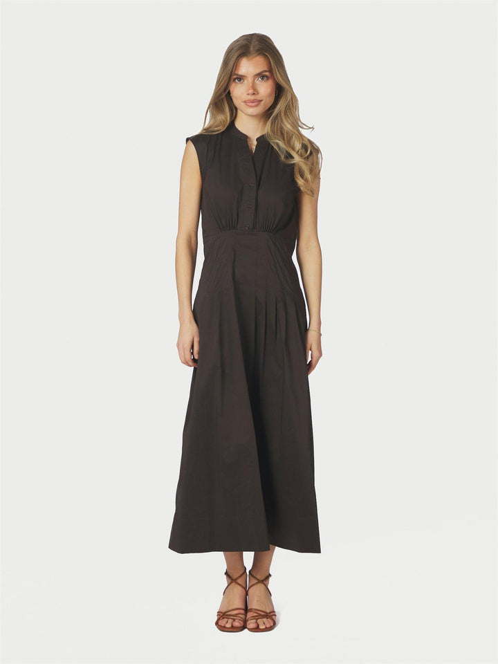 Irena Poplin Dress  Chocolate Brown