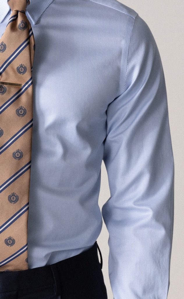 The elegant - Bengal Stripe Non Iron  Skyblue/White