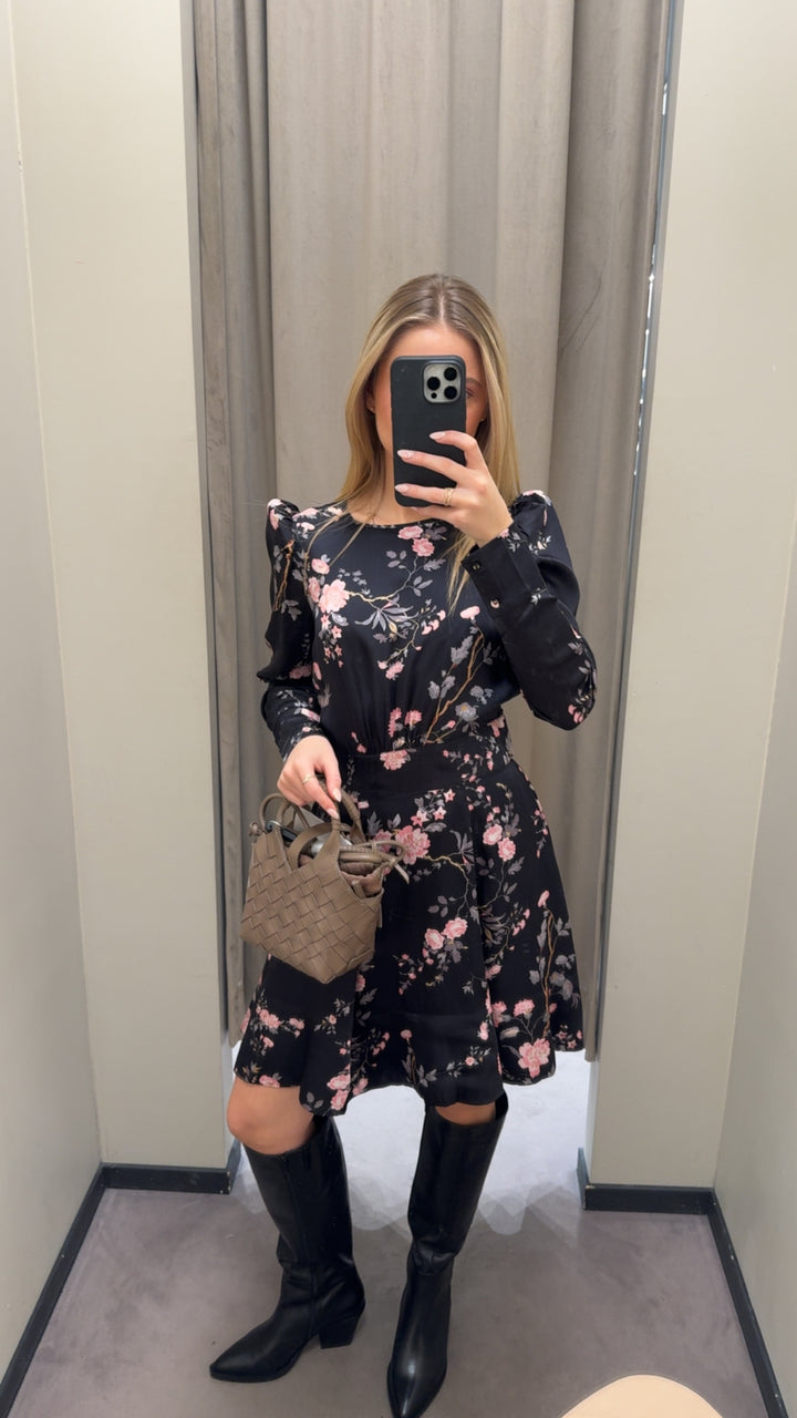 Viscose Mini Dress  Midnight Garden