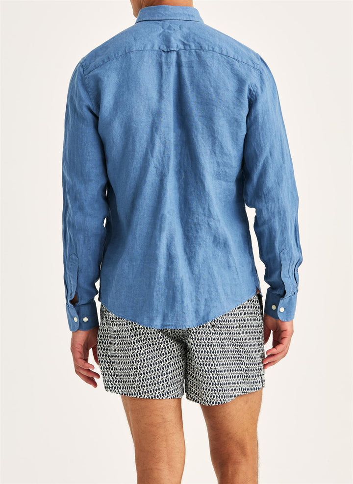 Douglas Linen Shirt-Classic Fit  Blue