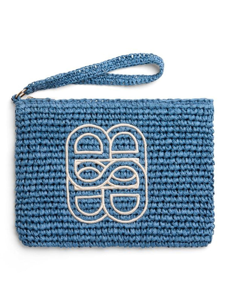 Mim Straw Clutch  Blue