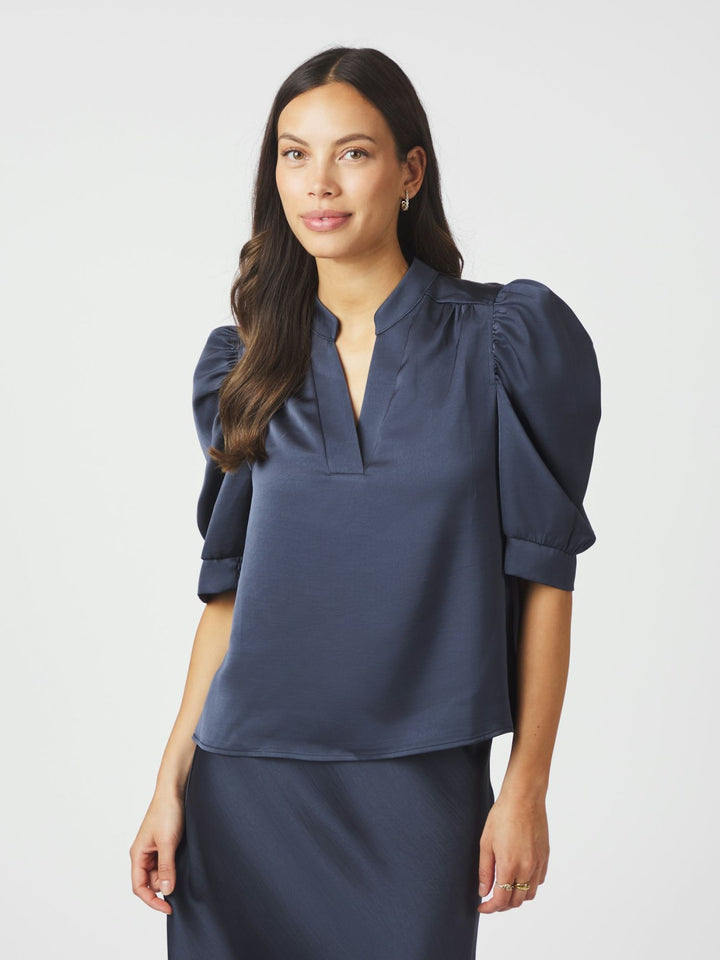 Roella Heavy Sateen Blouse  Midnight Blue