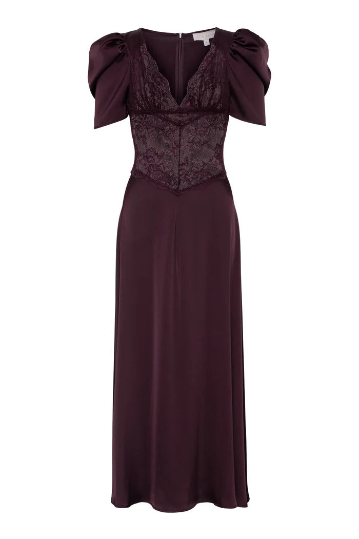 FRANCIS LACE MIDI DRESS  Burgundy