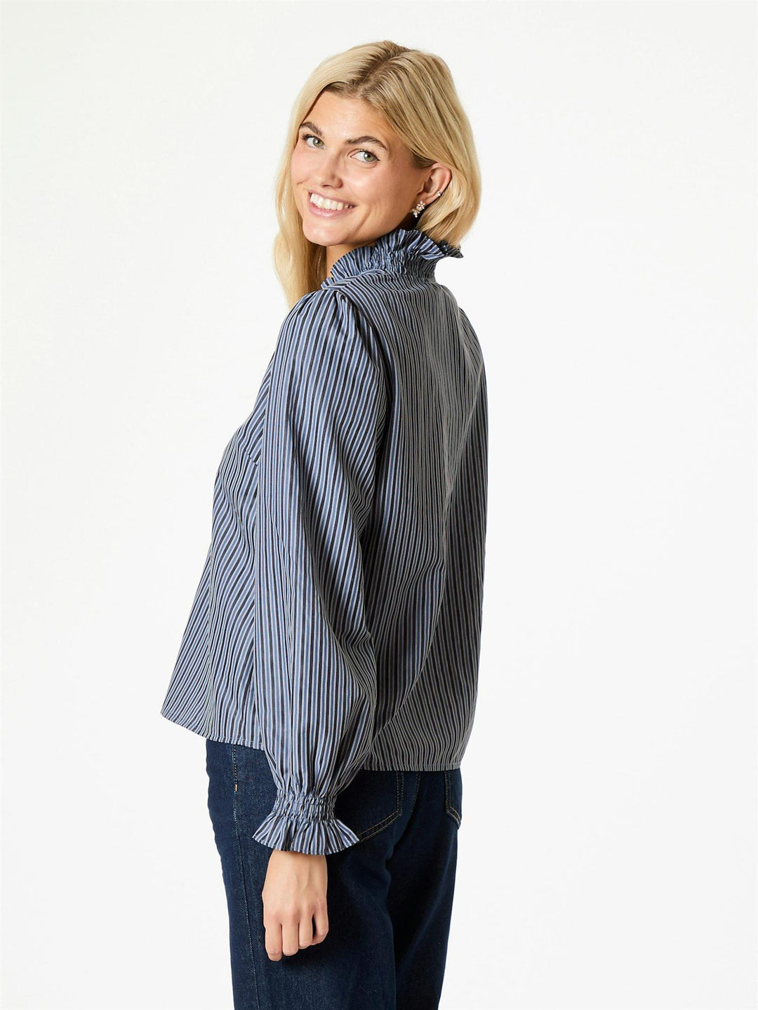 Brielle Twill Stripe Shirt  Dusty Blue