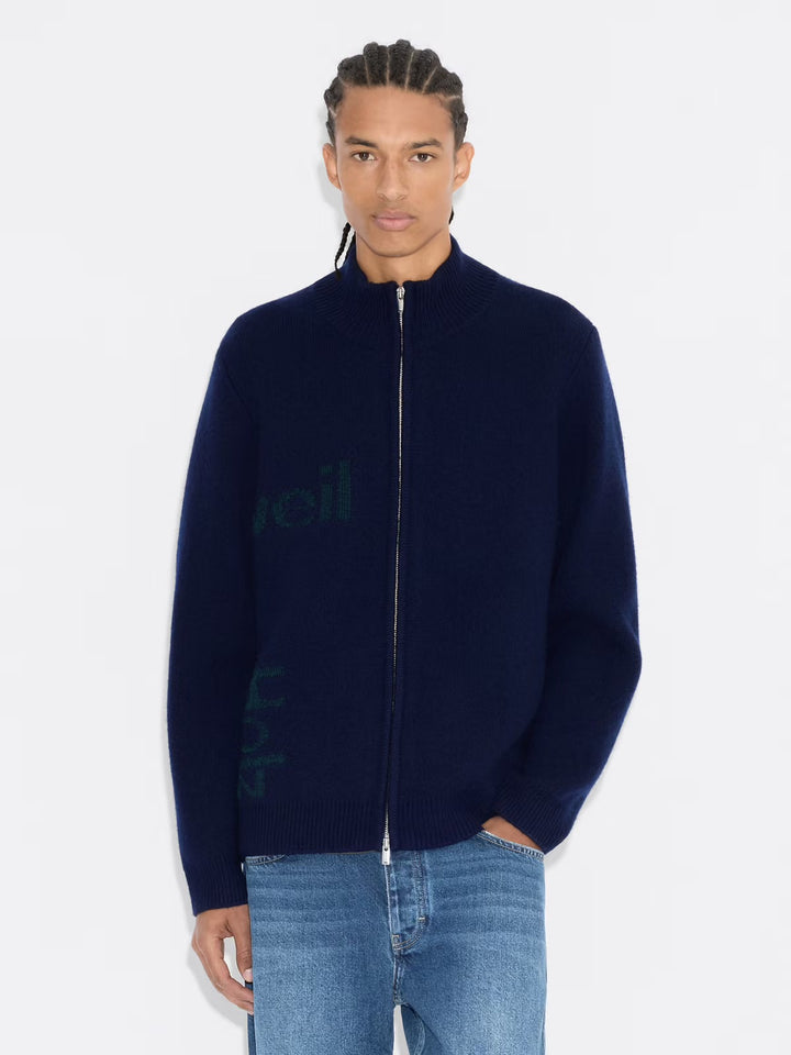 HAZA LOGO ZIP-UP CARDIGAN  Navy Mix