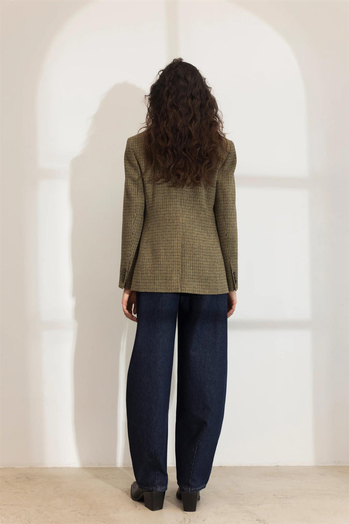 Brook Houndstooth Blazer  Green Houndstooth