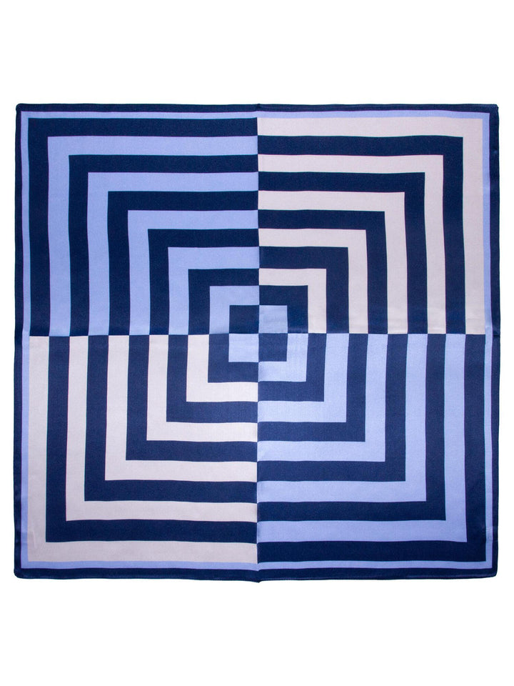 Skjerf geometrisk SILKE 65x65cm  Blå