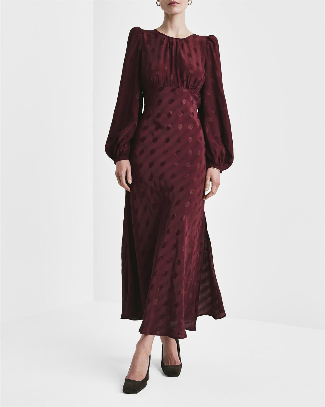 VISCOSE MIDI DRESS  Burgundy