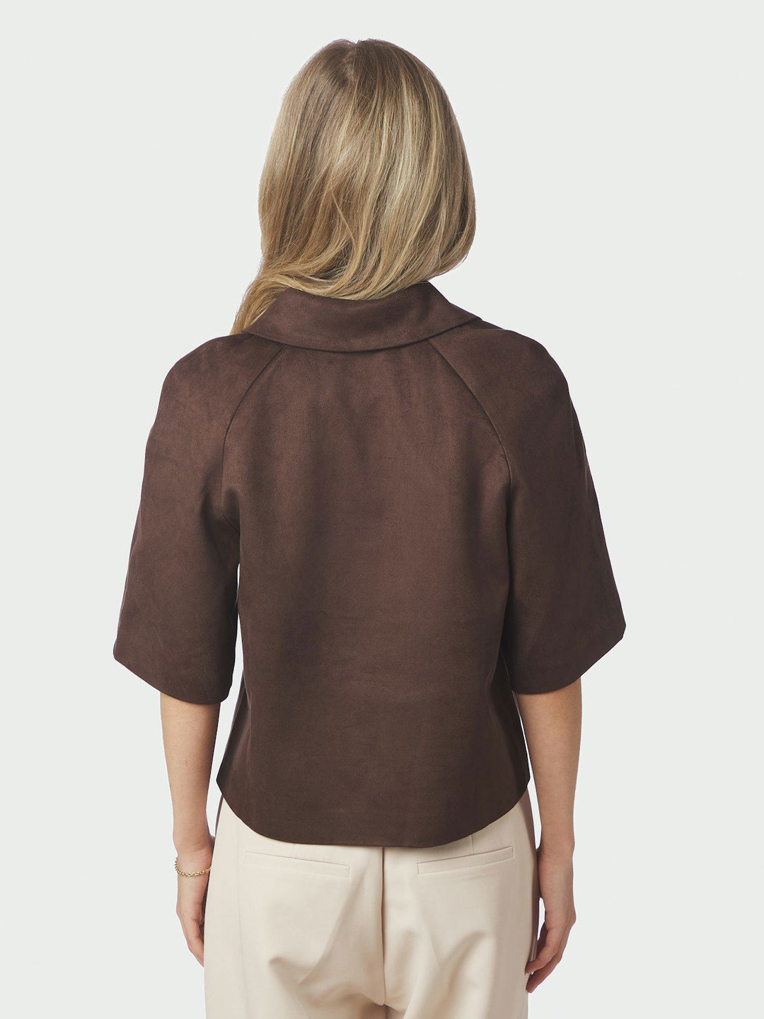 Editta Faux Suede Jacket  Dark Brown