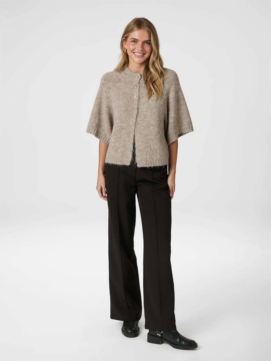 BENUTA FLUFFY KNIT CARDIGAN  Beige Melange