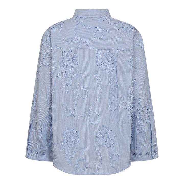 XavierCC Stripe Flower Shirt  Pale Blue