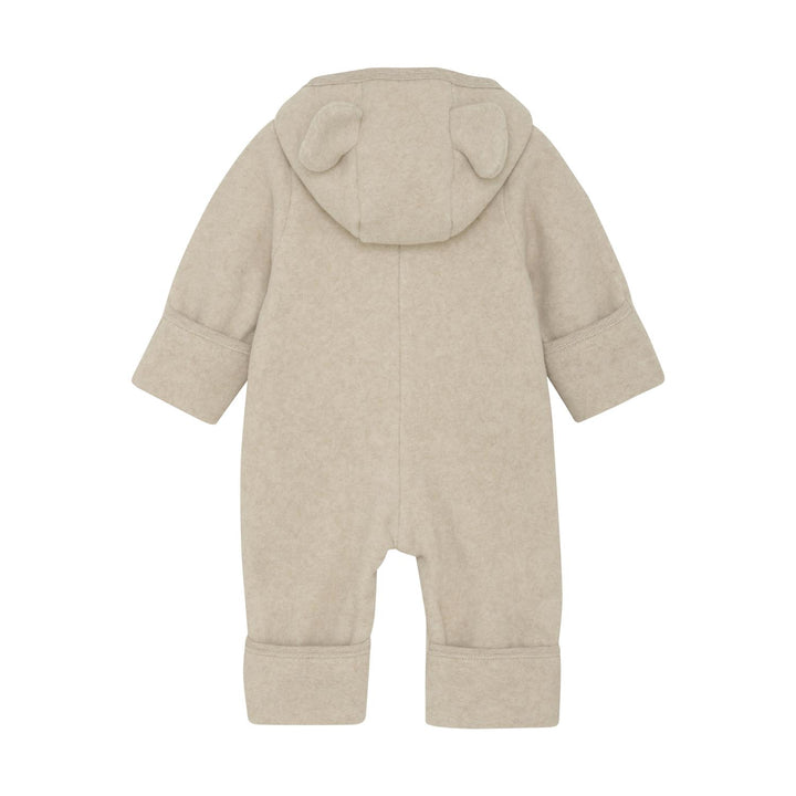 Pram Suit Ears Cot. Fleece  Camel Melange