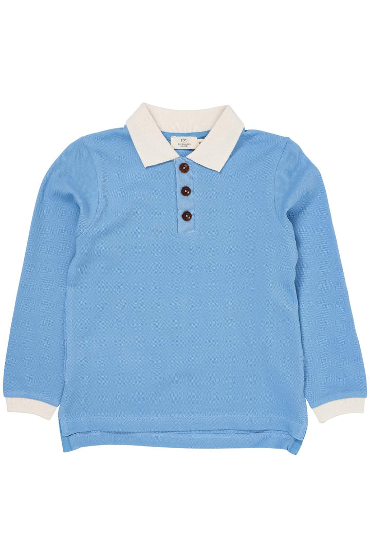 PIQUE LS POLOSHIRT W. SLIT  Sky Blue Comb.