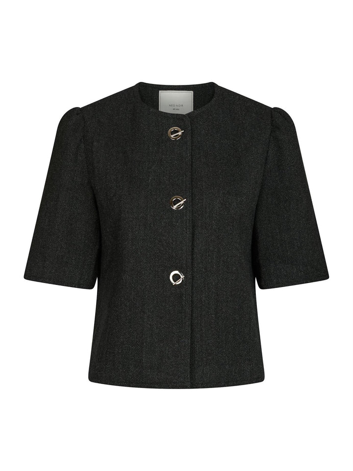 Xanthe Herringbone Blazer  Dark Grey