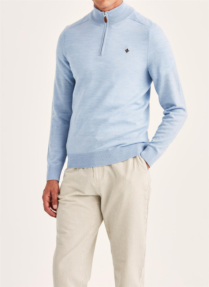 Merino John Zip  Light Blue