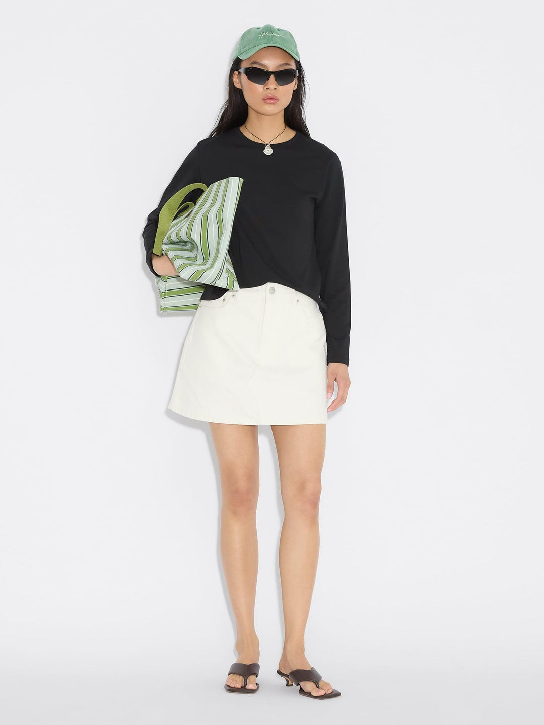 Denim Mini Skirt  White