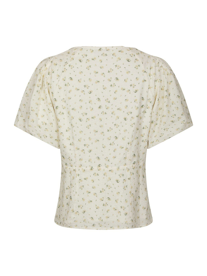 Irina Small Rose Flower Blouse  Light Yellow