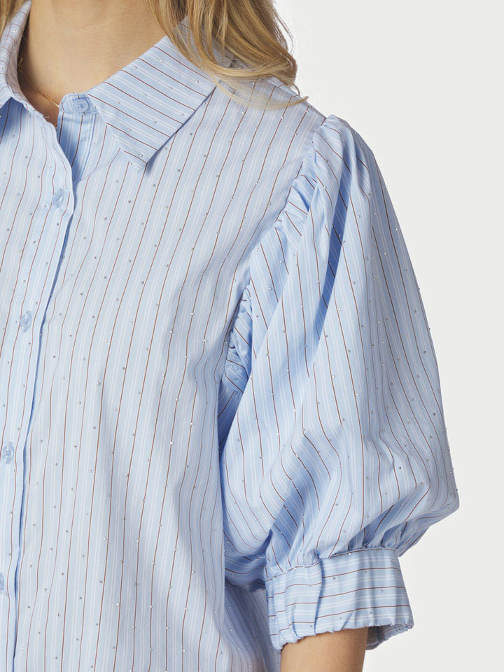 Etta Stripe Stone Shirt  Light Blue