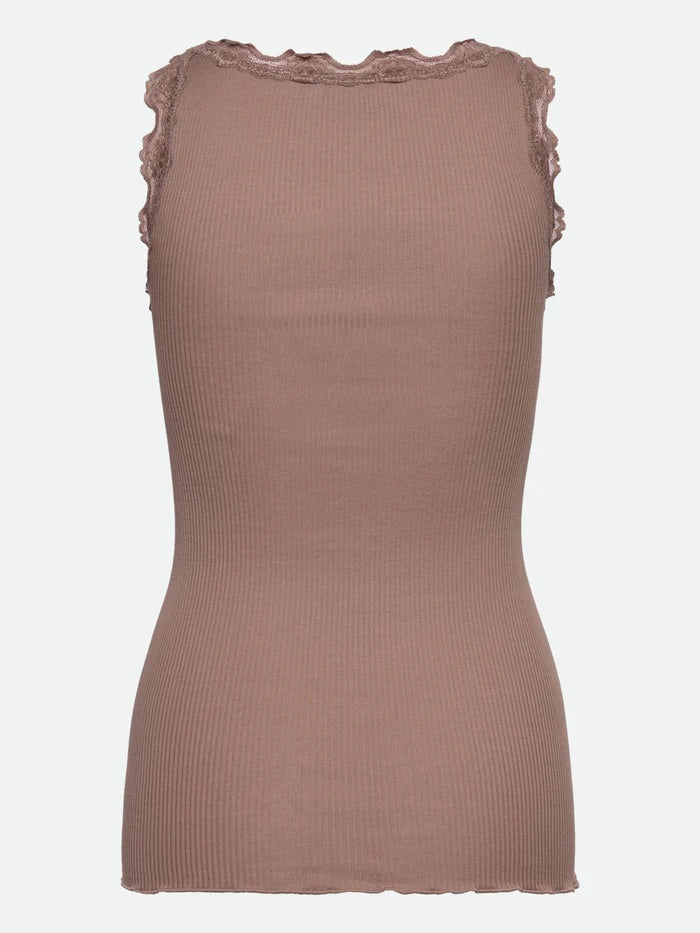 RWBabette Silk SL U-neck Lace Top  Mocha Meringue