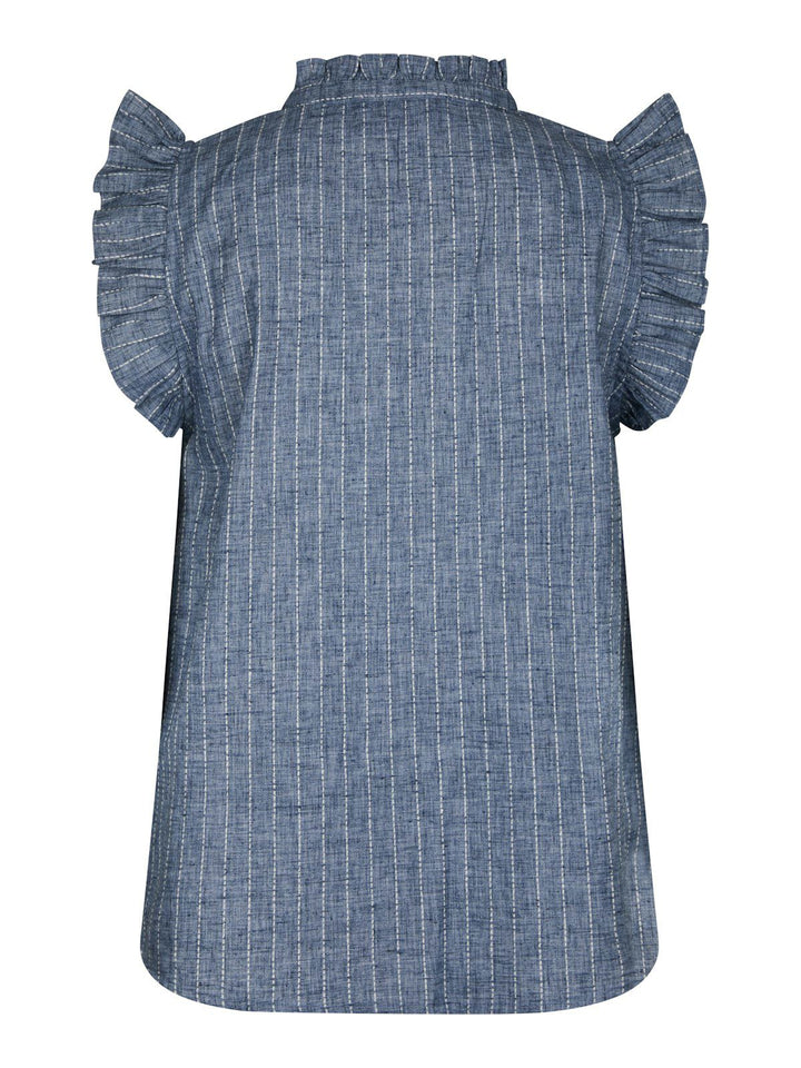 Siona Emb Stripe Top  Blue