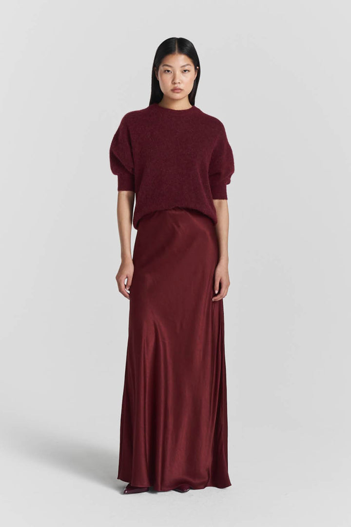 Tyne Satin Skirt  Burgundy