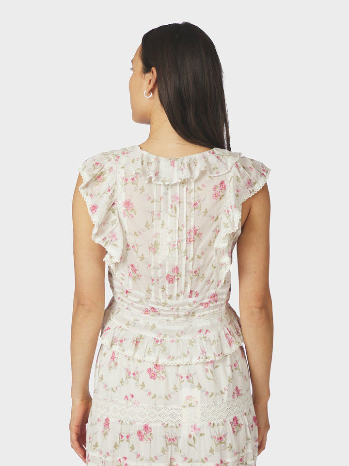 Netali Spring Flower Top  Off White