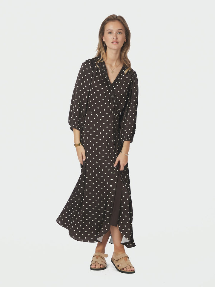 Malinga Dot Dress  Dark Brown