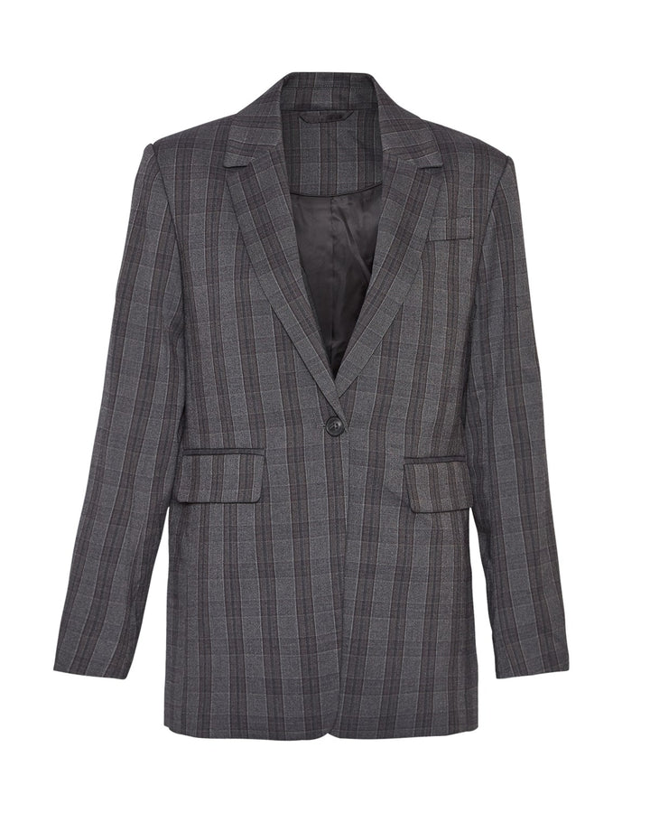 MSCHCalile Loose Blazer CHK  Dark Grey