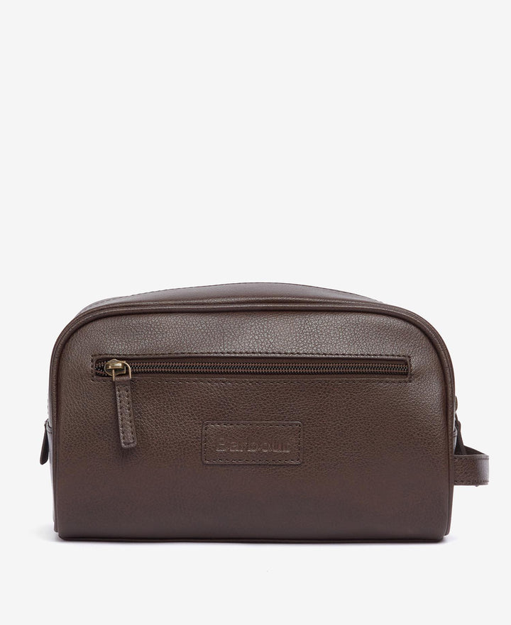 Leather Washbag  Dark Brown