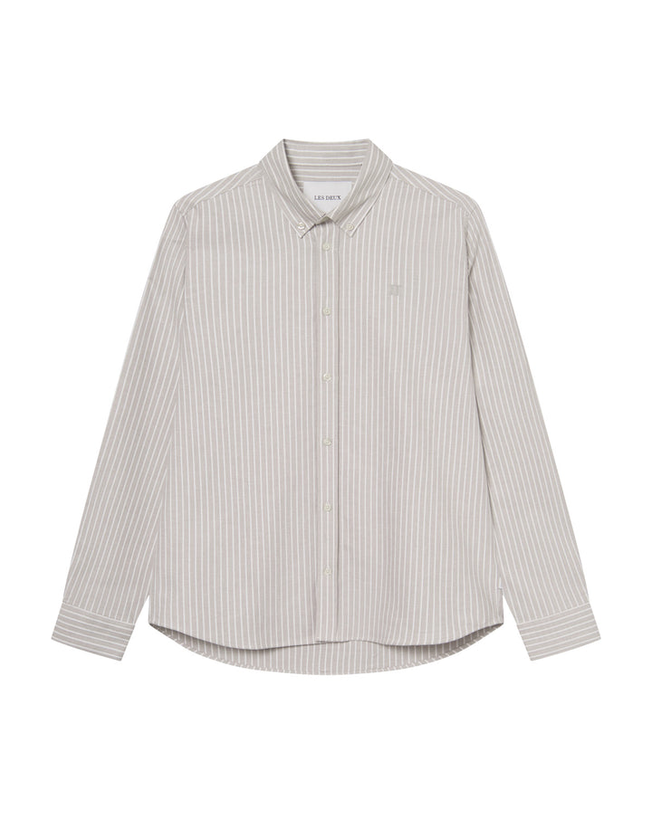 Konrad Striped Oxford Shirt  Dark Sand