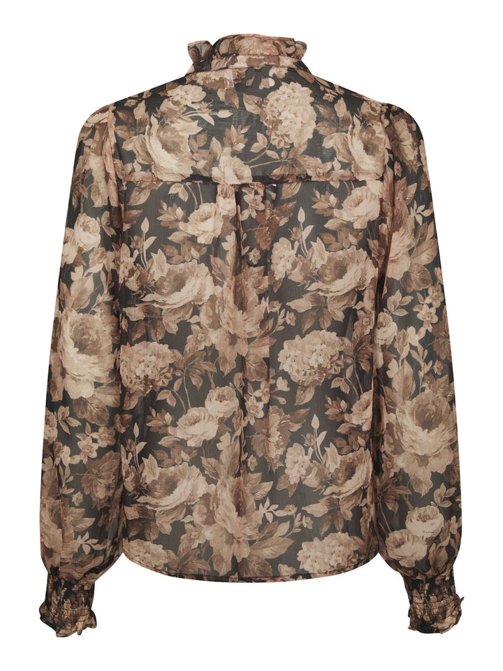 Delsie Vintage Flower Shirt Black Sand