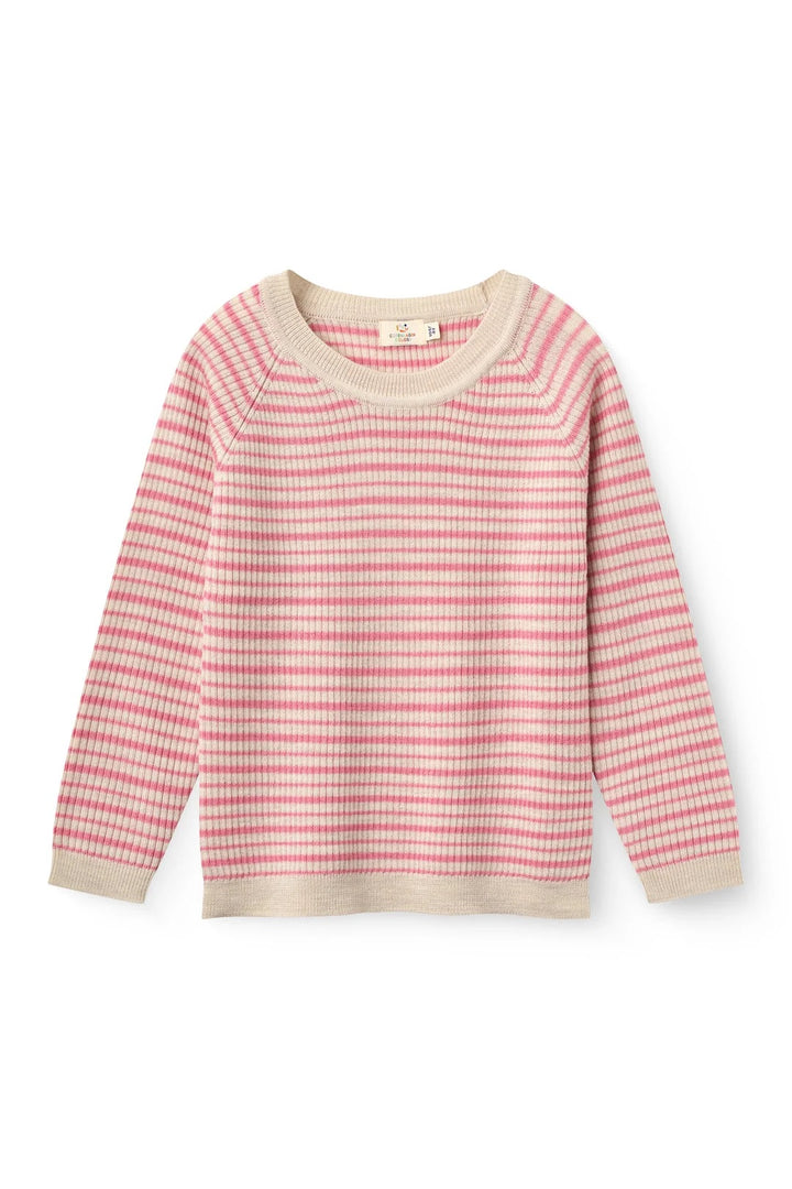 MERINO CLASSIC RIB BLOUSE  Blossom Pink Stripe