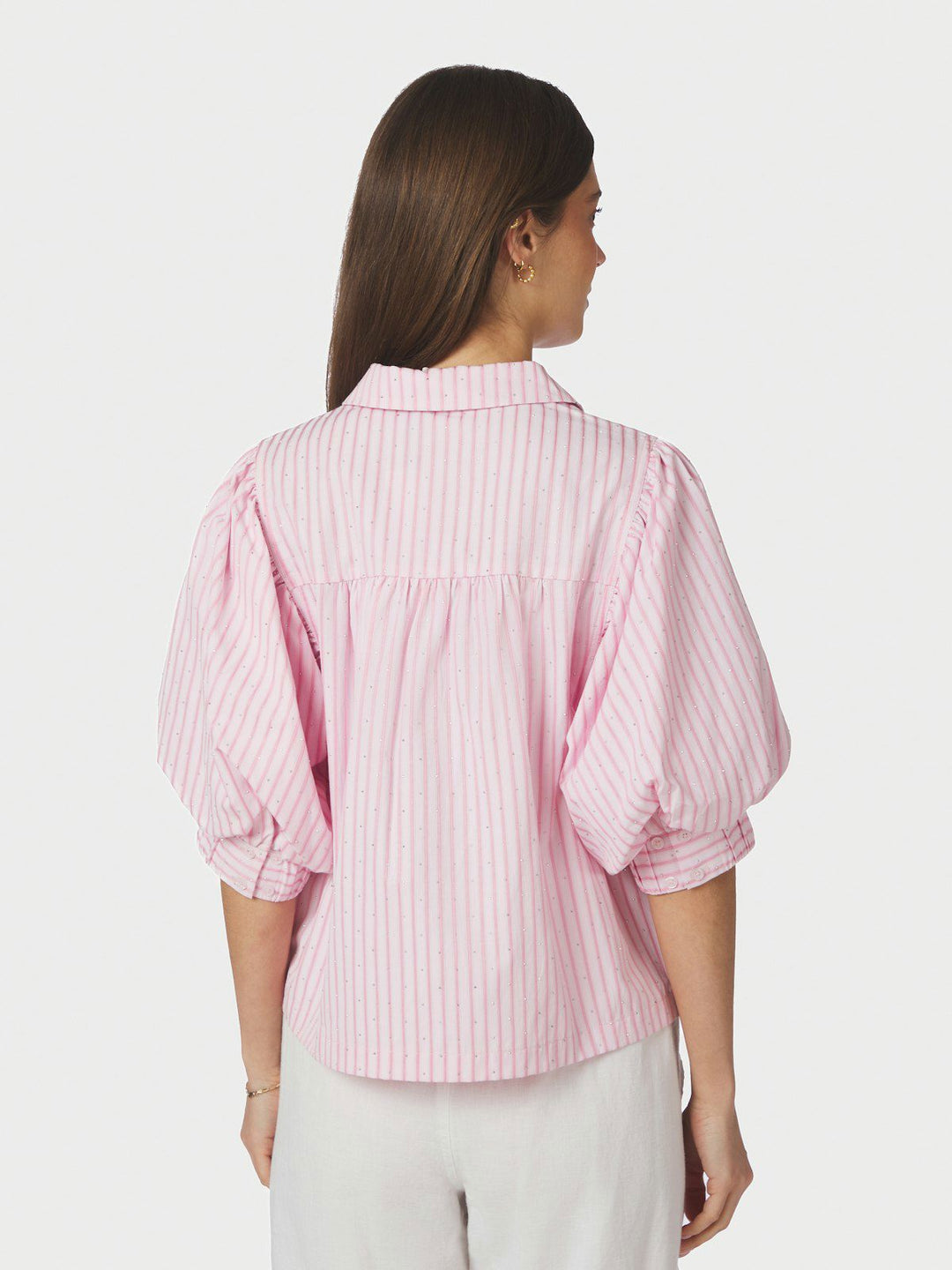 Etta Soft Stripe Stone Shirt  Light Pink