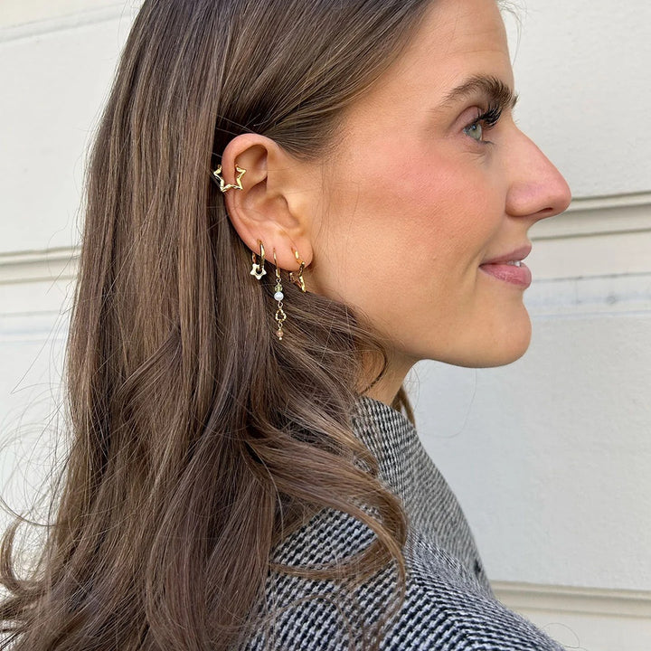 Hoops, Organic Star Medium  Gold Plated
