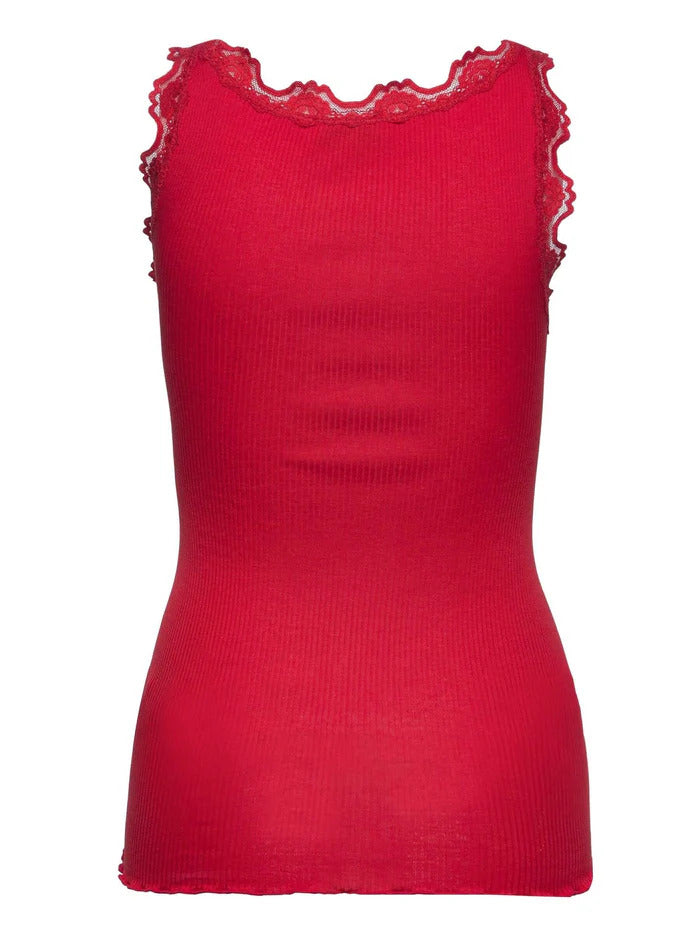 BABETTE SILK TOP W/LACE  High Risk Red