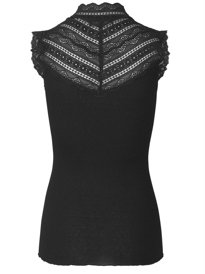 Benita silk top w/ lace  Black