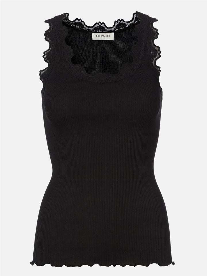 BABETTE silk top w/lace  Black