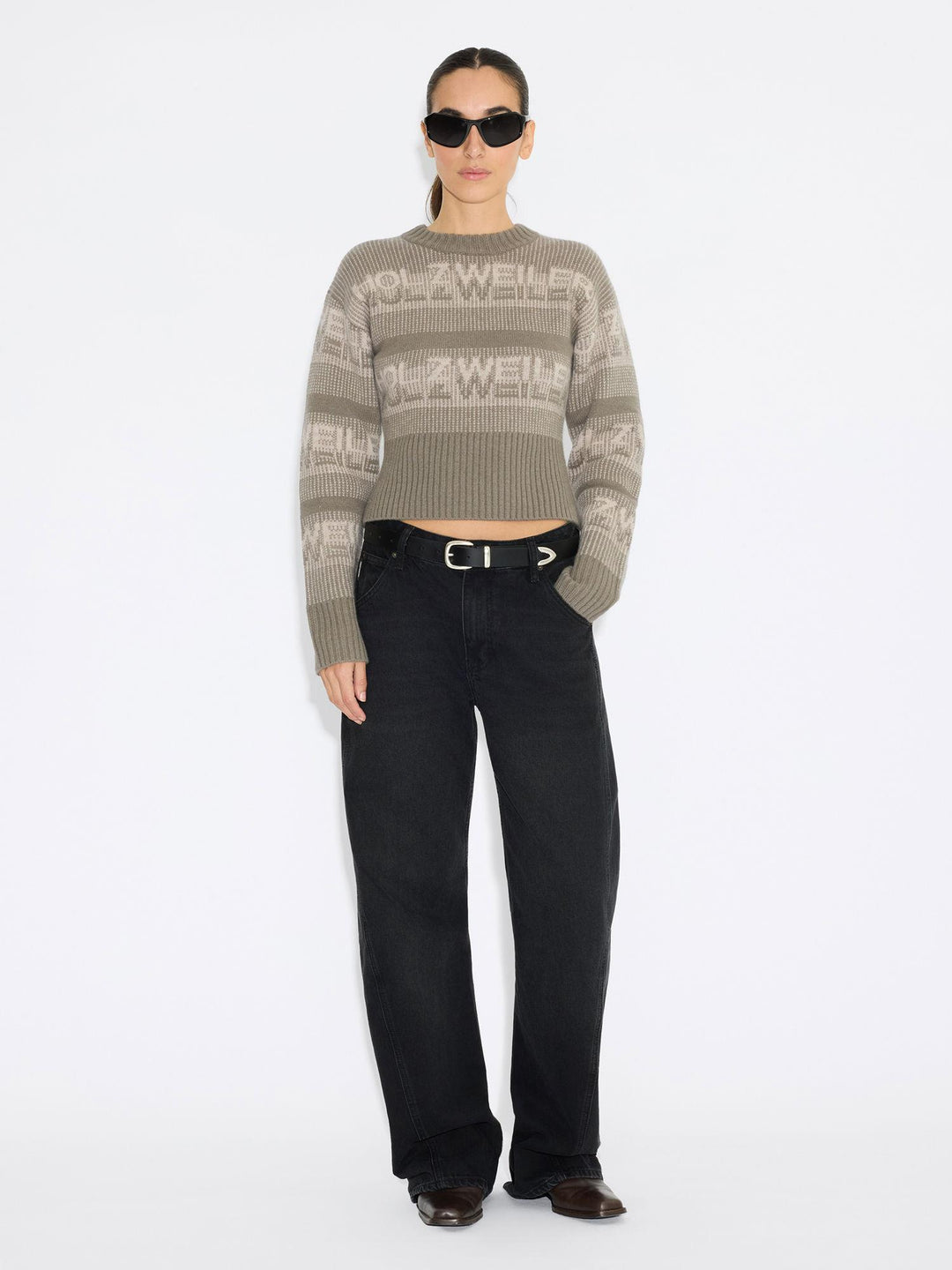 Ski Cropped Crewneck Khaki Mix