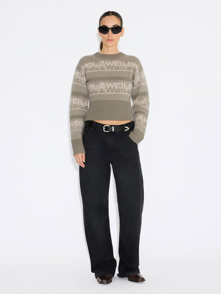 Ski Cropped Crewneck Khaki Mix