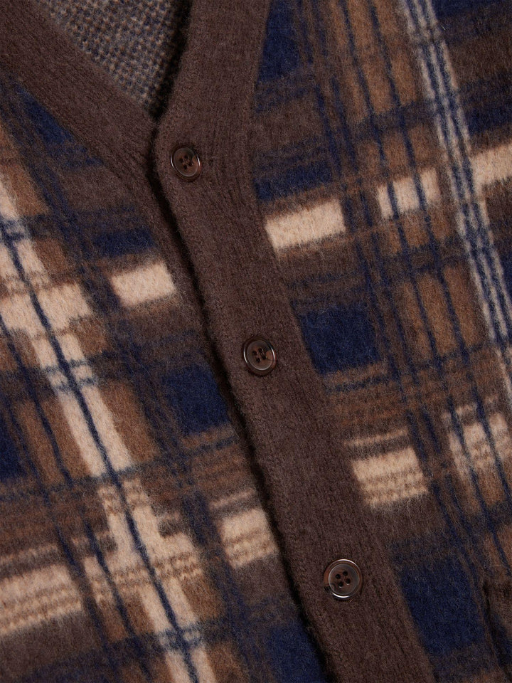 Covert Check Cardigan  Brown Check